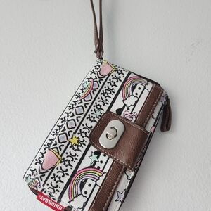 Cute Rainbow & Stars Wristlet Wallet - Pink, White, Brown
